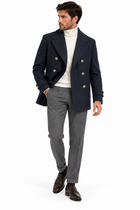 Cappotto Uomo Doppiopetto Blu Navy con Bottoni Gioiello – Stilosophy Ernest