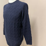 Maglione Uomo Alpha Studio Blu Navy a Trecce in Lana e Cashmere Made in Italy