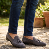 Mocassini Doucal’s Uomo Taglia 42 - Camoscio Grigio con Nappine