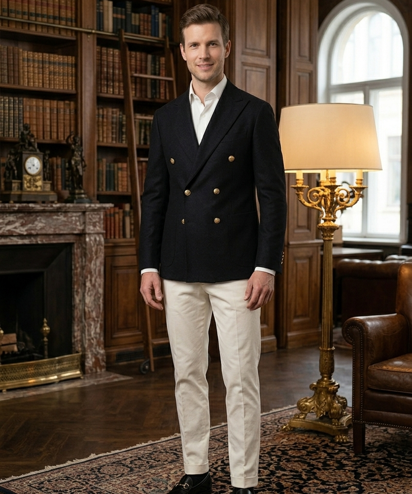 Lardini Double-Breasted Black Wool Jacket with Gold Buttons - Size 50