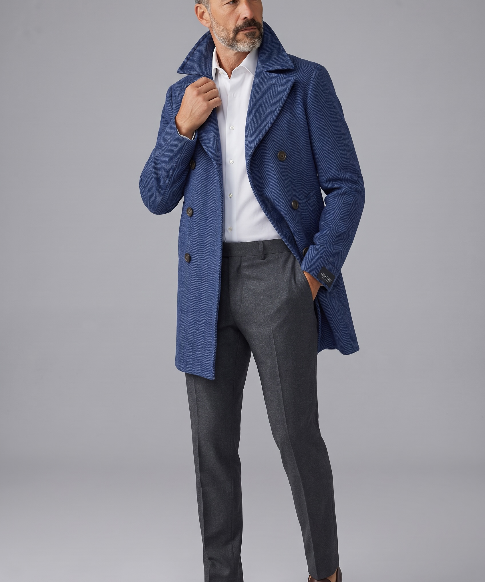 Breras Milano – Cappotto Doppio Petto Spinato in Lana Vergine – Blu