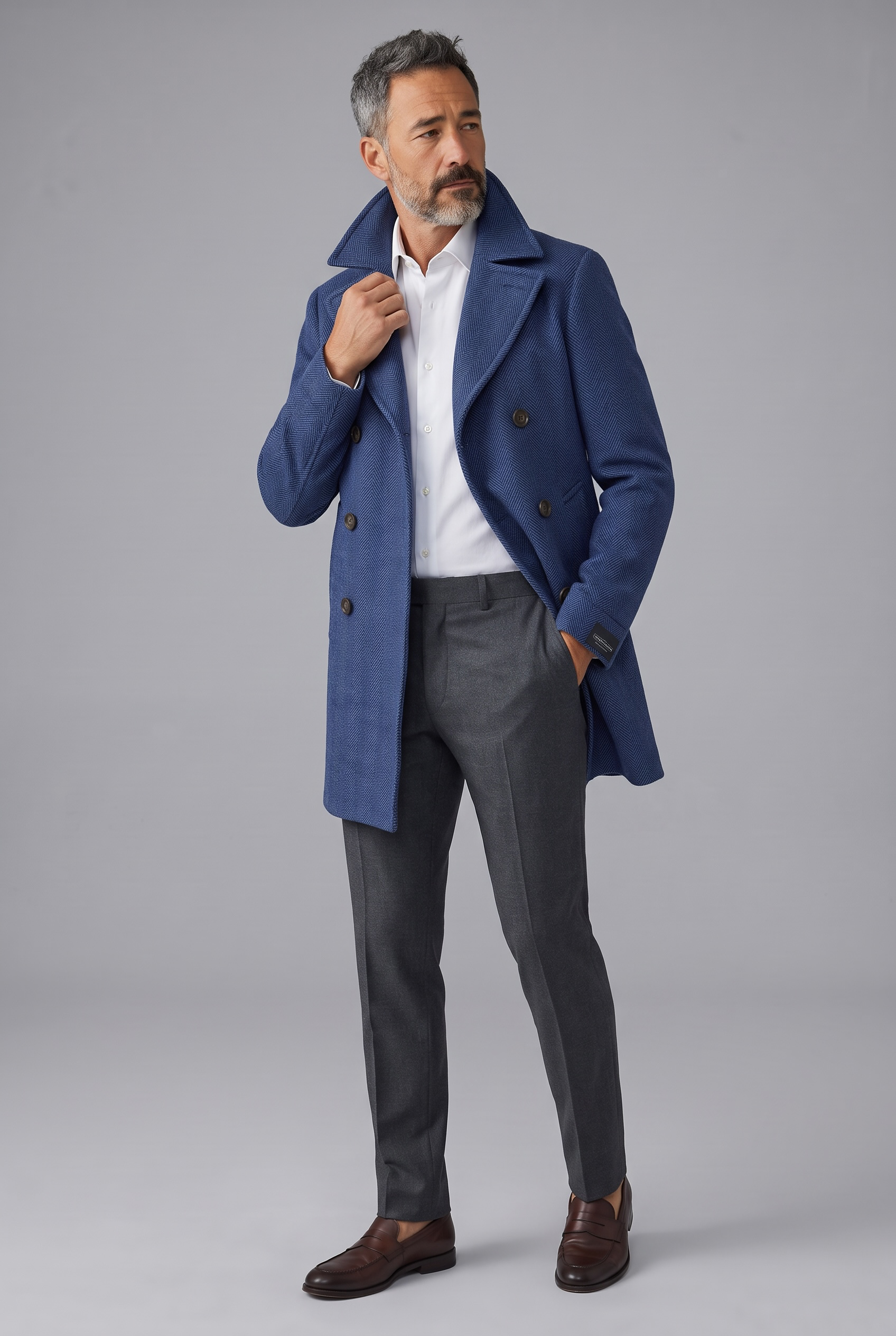 Breras Milano – Cappotto Doppio Petto Spinato in Lana Vergine – Blu