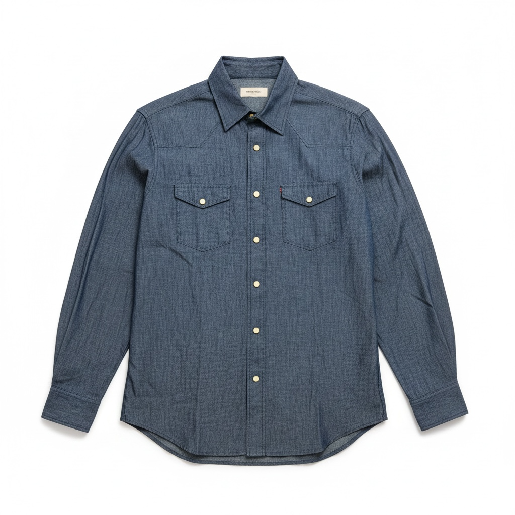 Lardini Chambray Denim Shirt – Blue –