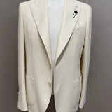 Lardini Giacca Monopetto in Misto Lana, Alpaca e Seta Crema