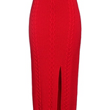 Slim red midi skirt