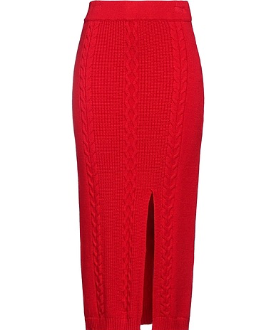 Slim red midi skirt