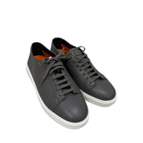 Santoni Men's Hammered Grey Leather Sneakers - Size 43 (UK 8, US 9)