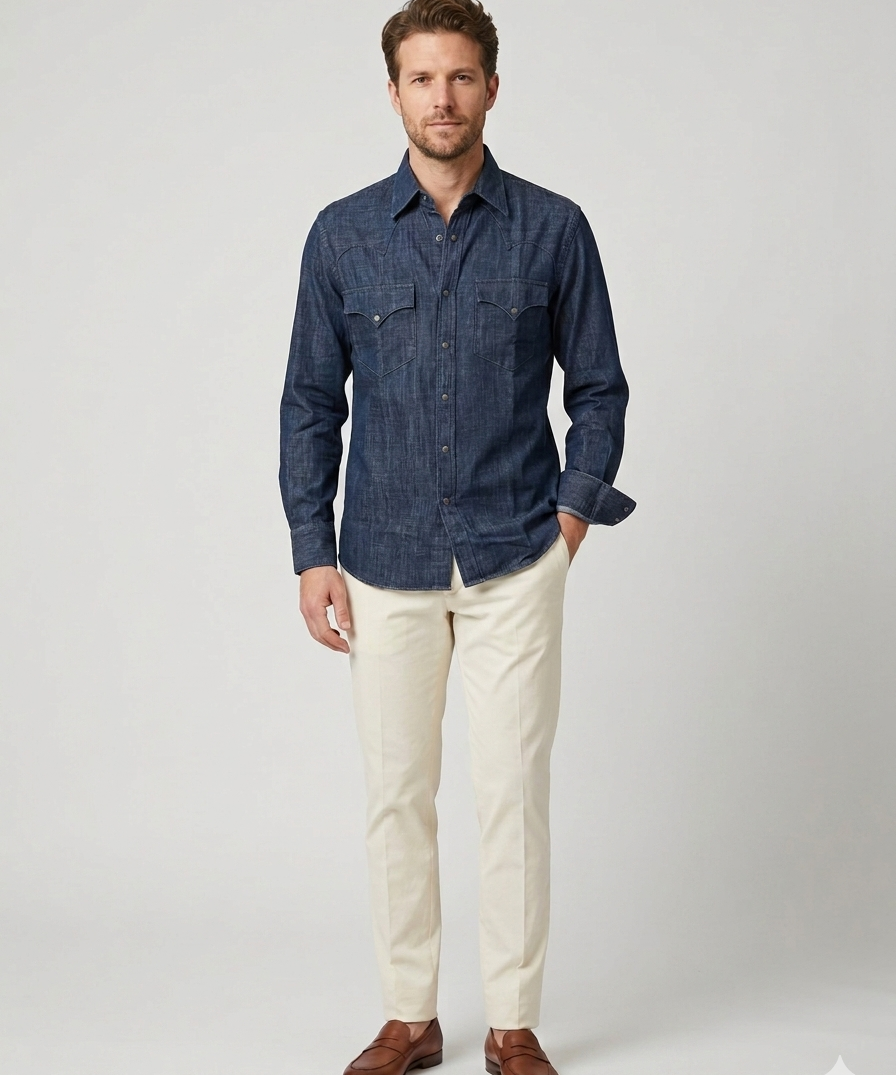 Xacus Dark Denim Western Shirt – Size XL collar 42