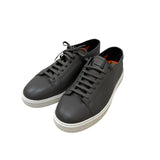 Santoni Men's Hammered Grey Leather Sneakers - Size 43 (UK 8, US 9)