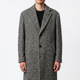 Lardini Single-Breasted Herringbone Wool Coat - Anthracite Grey