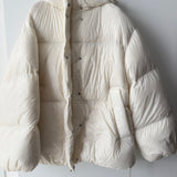 Piumino Vicolo Oversize in Vera Piuma con Cappuccio