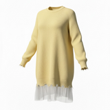 Vicolo sweater with ripped-effect tulle hem
