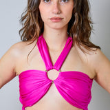Fuchsia mini dress by House of Amen with cut-out and front ring