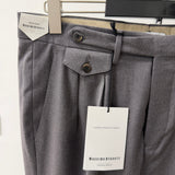Pantalone Sartoriale Uomo Grigio con Pinces e Risvolto – Massimo Brunelli