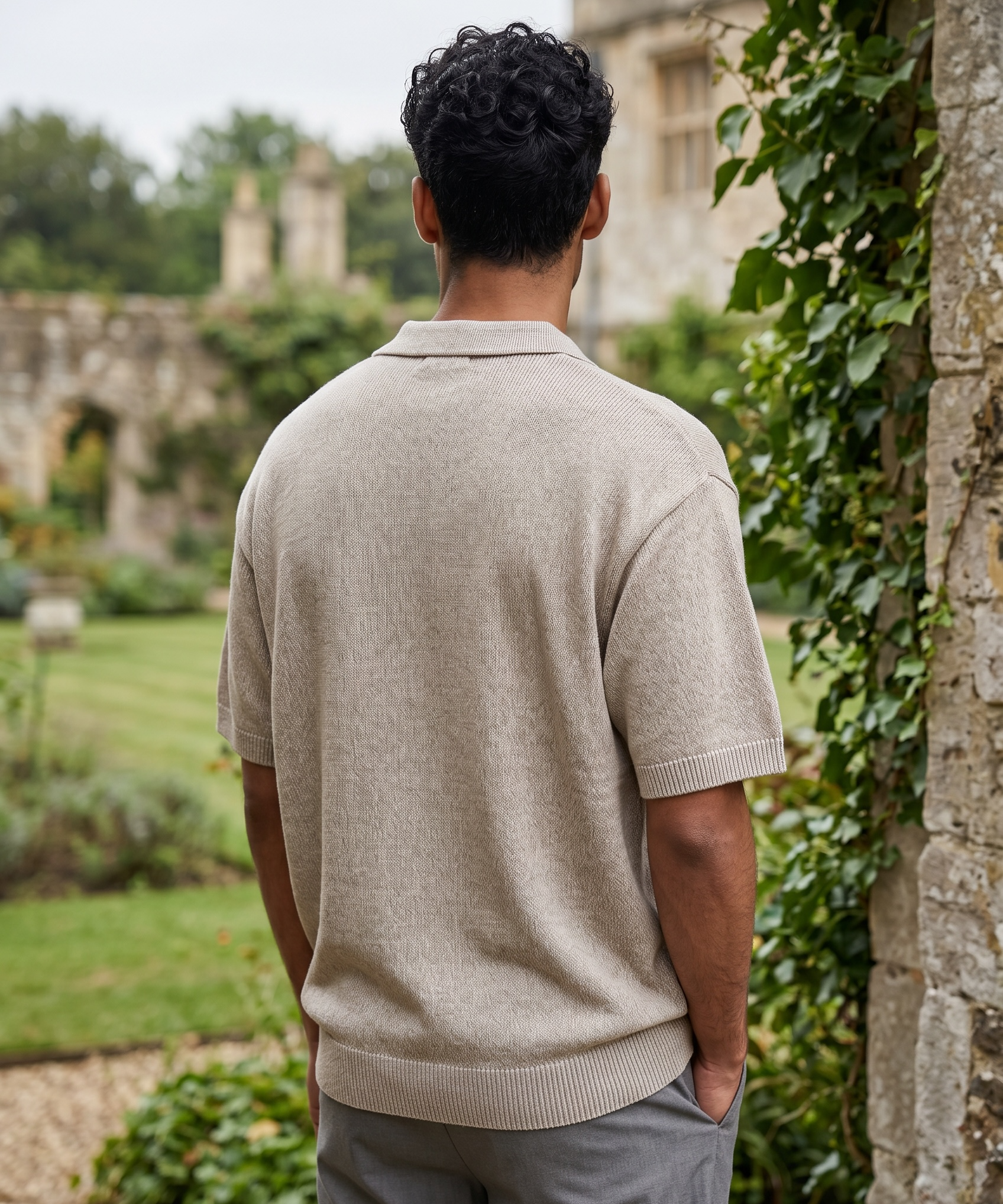 Lardini Linen and Cotton Polo Shirt – Melange Beige – Size XL