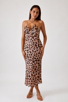 Midi Animal Print Dress with Crisscross Straps