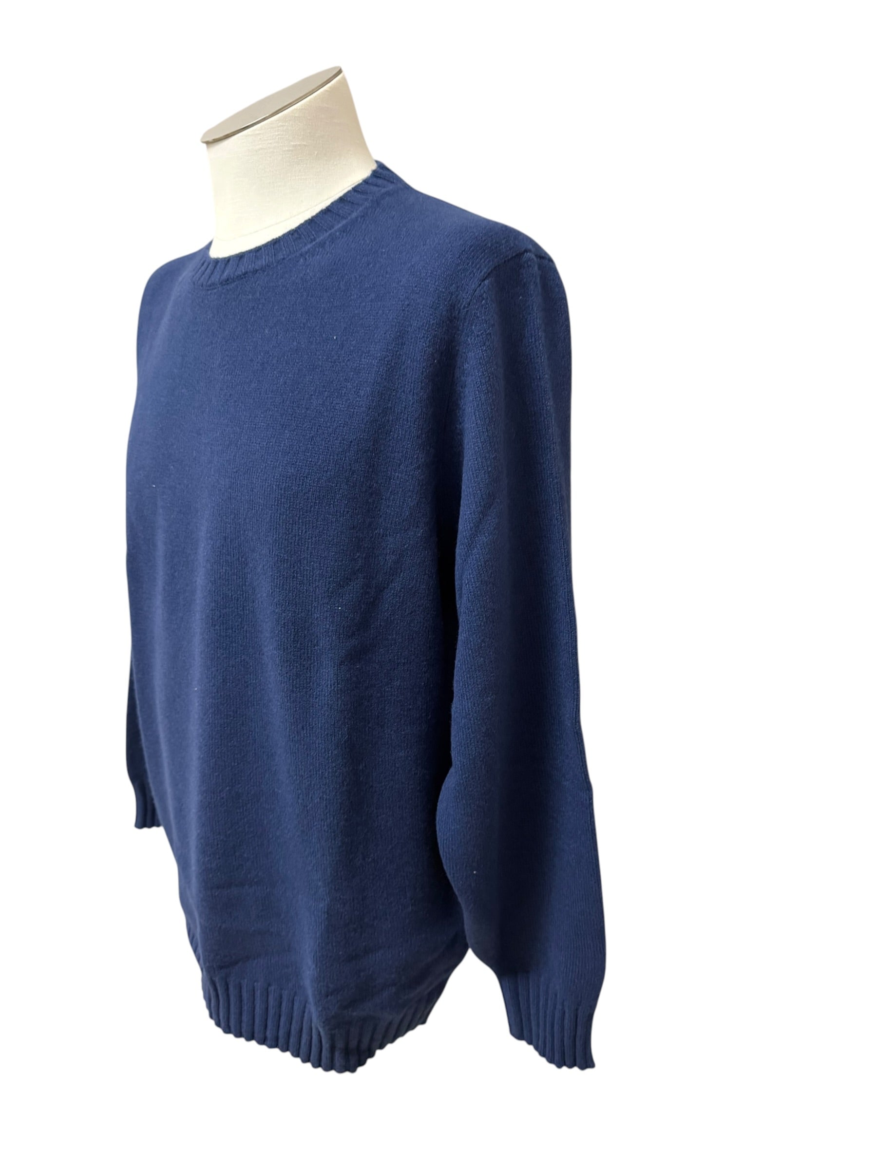 Filippo De Laurentiis – Maglione Girocollo in Lana Merino Superfine e Cashmere – Blu Inchiostro, immagine 3