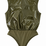 Body smanicato effetto vernice-Bordeaux / Verde Oliva Lovery, immagine 11