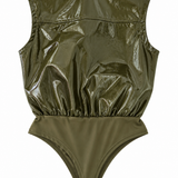 Body smanicato effetto vernice-Bordeaux / Verde Oliva Lovery, immagine 11