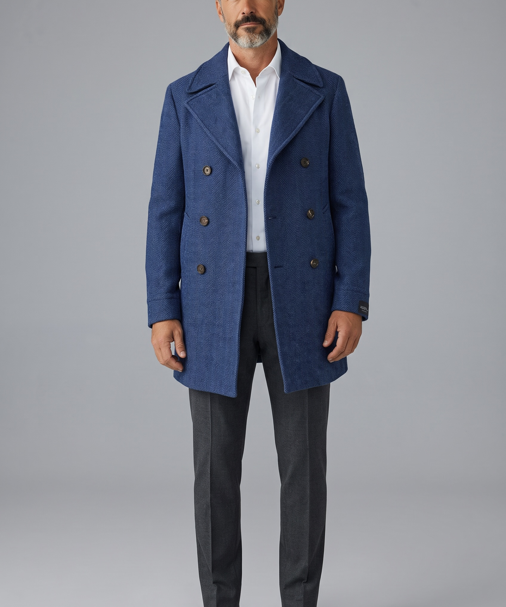 Breras Milano – Cappotto Doppio Petto Spinato in Lana Vergine – Blu, immagine 2