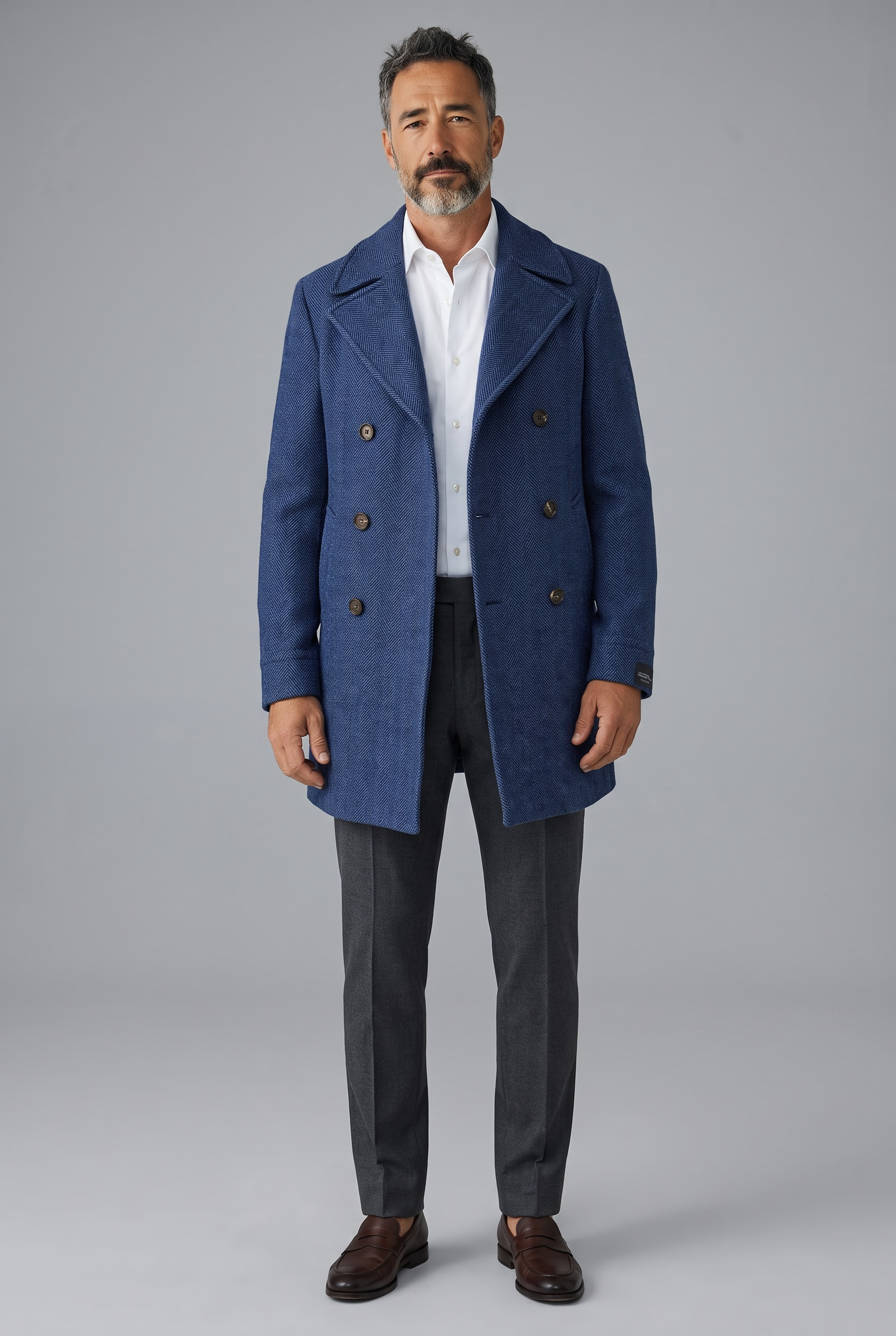 Breras Milano – Cappotto Doppio Petto Spinato in Lana Vergine – Blu, immagine 2