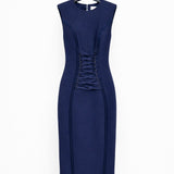 Crêpe stretch dress with criss-cross laces