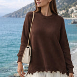 Vicolo sweater with ripped-effect tulle hem
