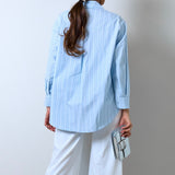 One-size striped shirt with handmade embroidery