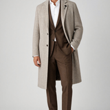 Lardini – Cappotto Monopetto Devin in Pura Lana e Cashmere Spinato – Beige Chiaro
