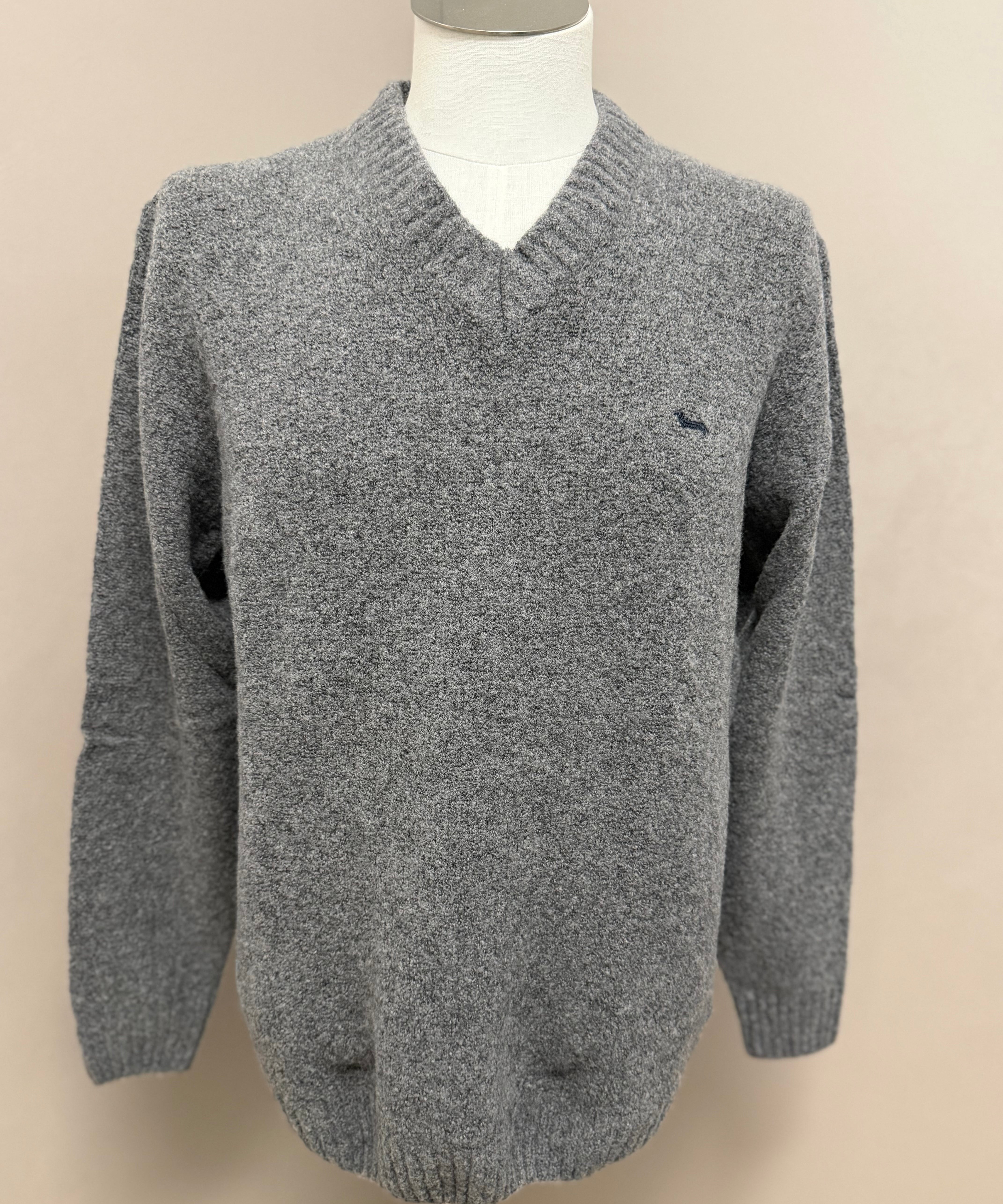 Harmont & Blaine – Maglione Scollo a V in Misto Lana e Cashmere – Grigio Melange