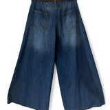 Jeans palazzo donna con cintura pantalone denim vita alta ampio