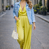 Fluid crêpe jumpsuit with bra accessory