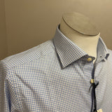 Camicia Uomo 920 Italian Style Trend in Puro Cotone – Microquadri Azzurri e Bianchi