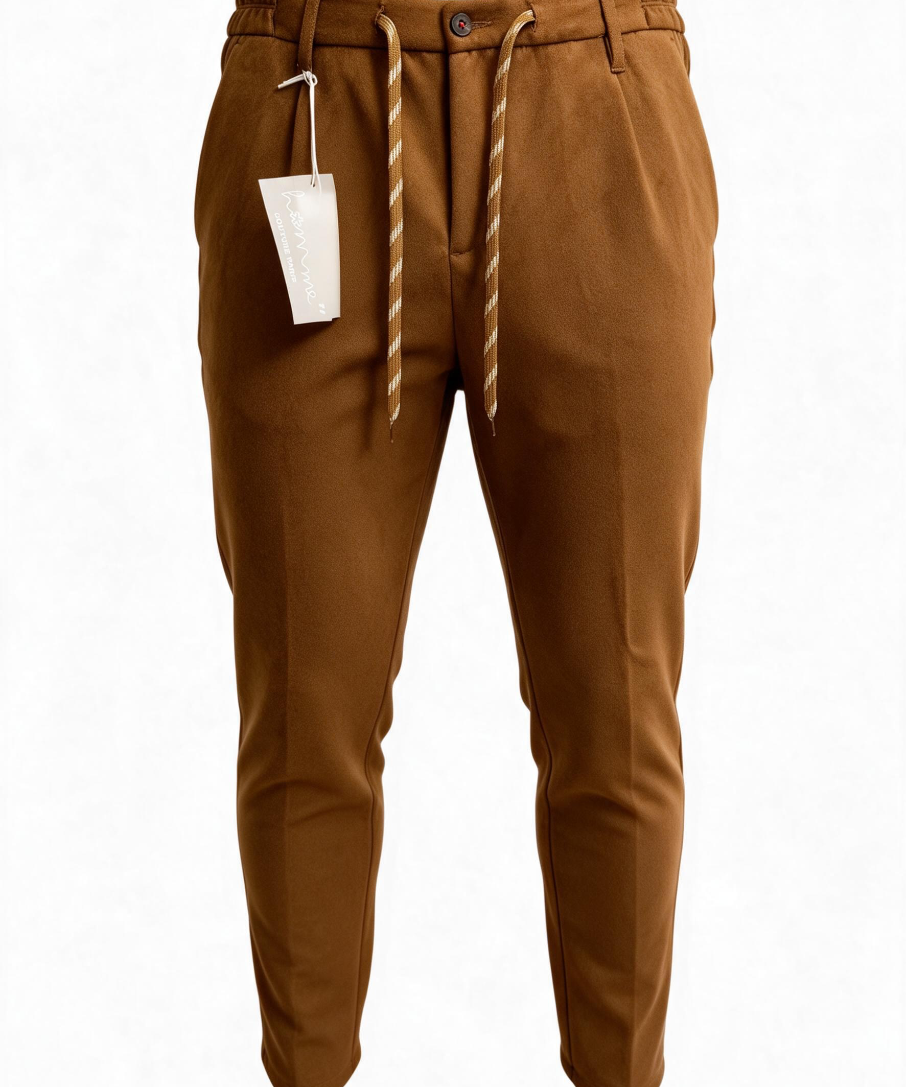 Daniele Alessandrini – Pantalone Jogger Camoscina Homme Couture – Tabacco