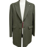 Manuel Ritz – Cappotto Monopetto in Misto Lana con Pin Rever – Verde Militare, immagine 3
