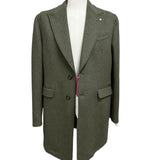 Manuel Ritz – Cappotto Monopetto in Misto Lana con Pin Rever – Verde Militare, immagine 3