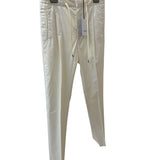 Lardini Trousers - Sartorial with Drawstring in Ecru Stretch Cotton