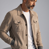 Barba Napoli – Giubbotto Bomber in Vera Pelle Scamosciata (Camoscio) – Beige Sabbia / Tortora