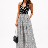 New York high-waisted polka dot trousers
