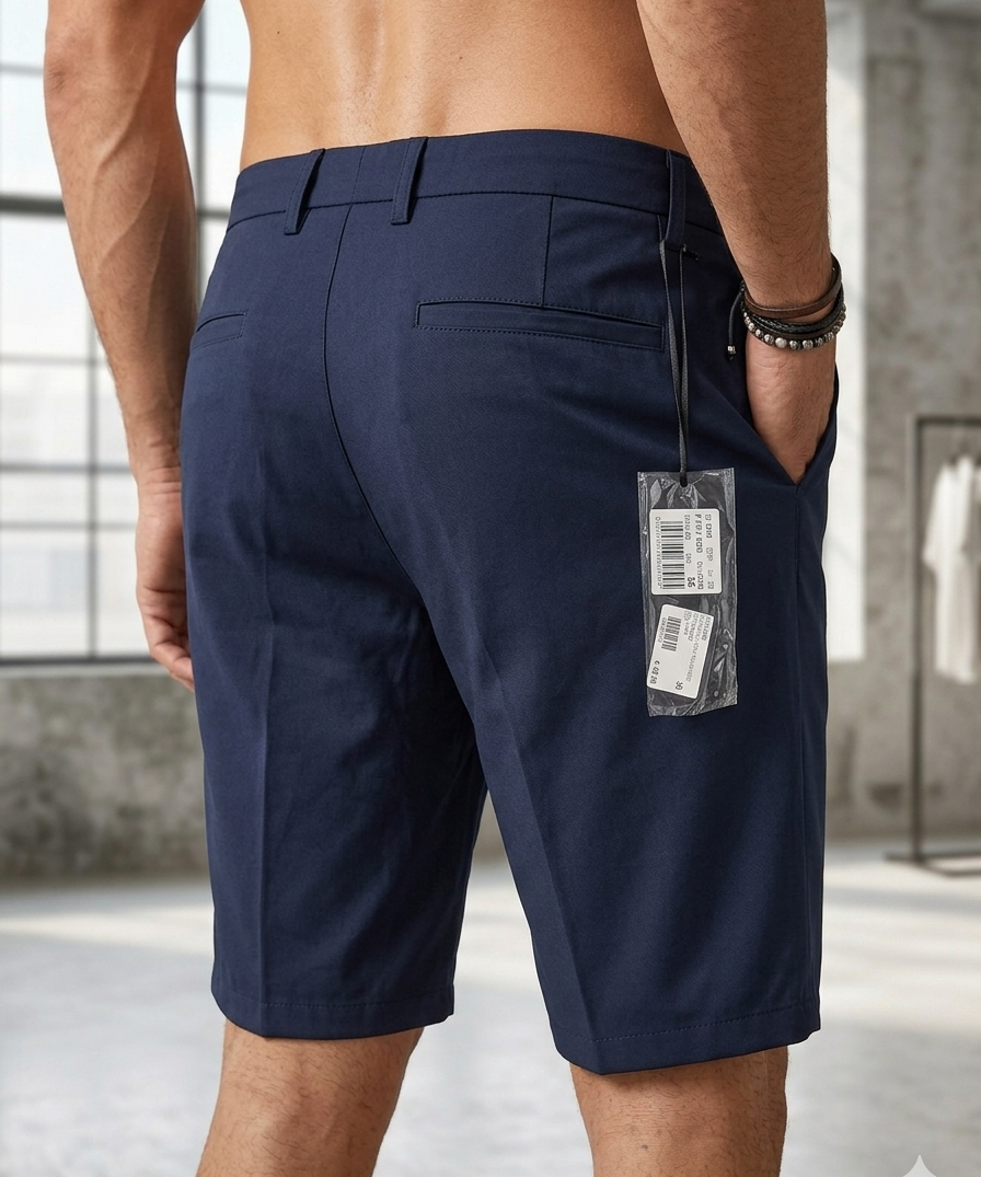 Men's Yes Zee Navy Blue Stretch Bermuda Shorts - Size 50