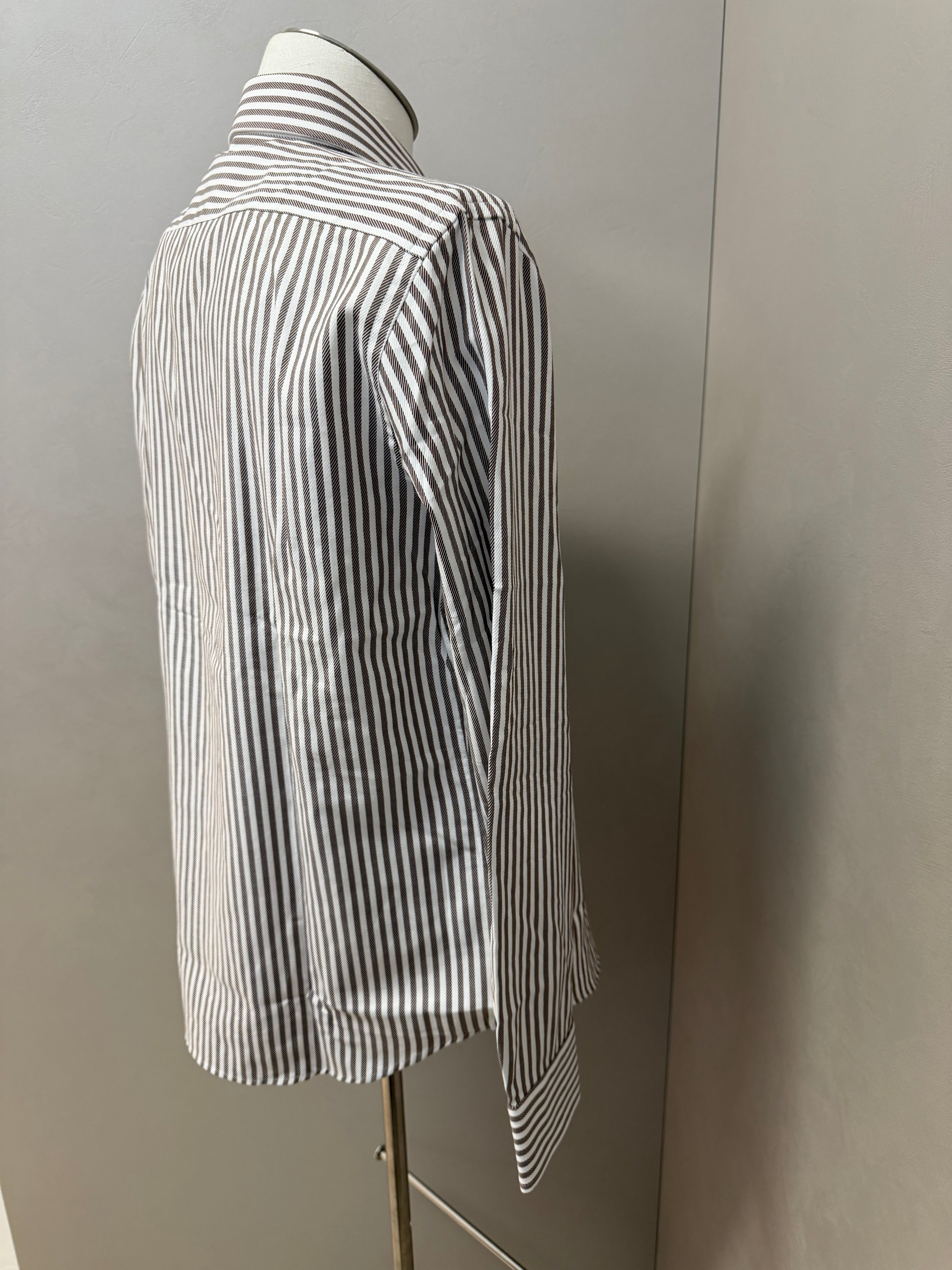GHR – Camicia Uomo a Righe Verticali in Cotone – Marrone e Bianco, immagine 9
