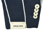 Giacca Paoloni Blu a Righe Bianche in Maglia – Taglia 50