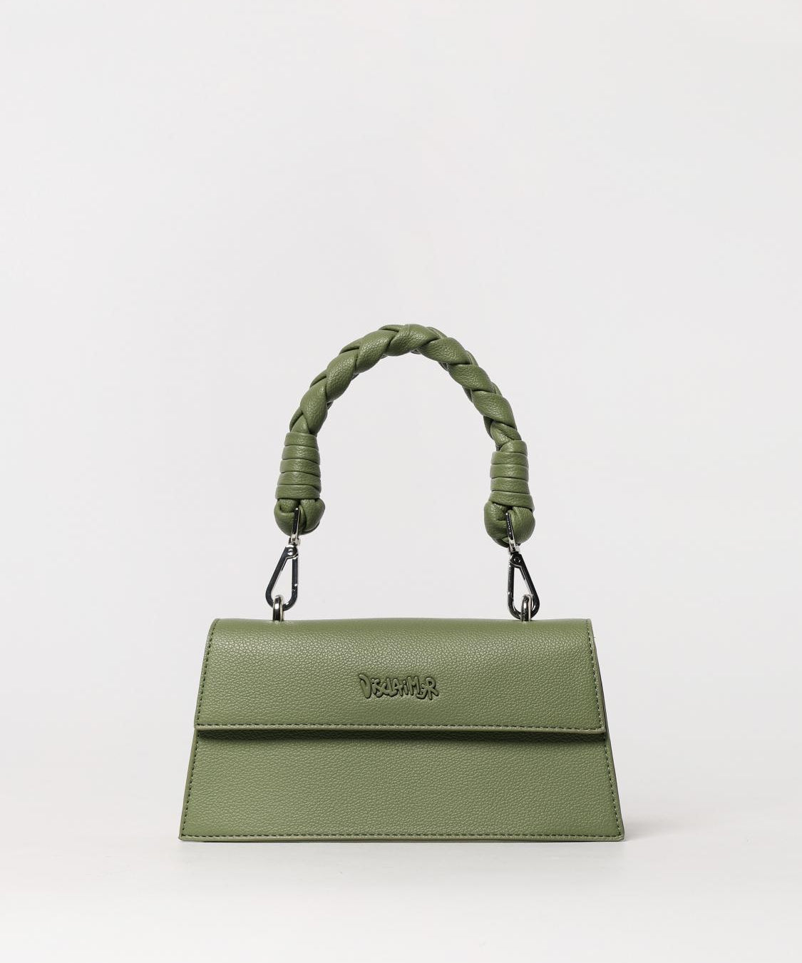 Borsa Mini Disclaimer in Pelle Sintetica con Manico Intrecciato, immagine 5