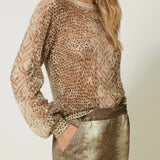 Wool and mohair blend animal print jumper
