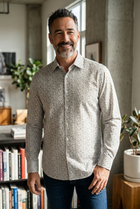 Camicia Manuel Ritz Uomo Pattern Geometrico - Beige