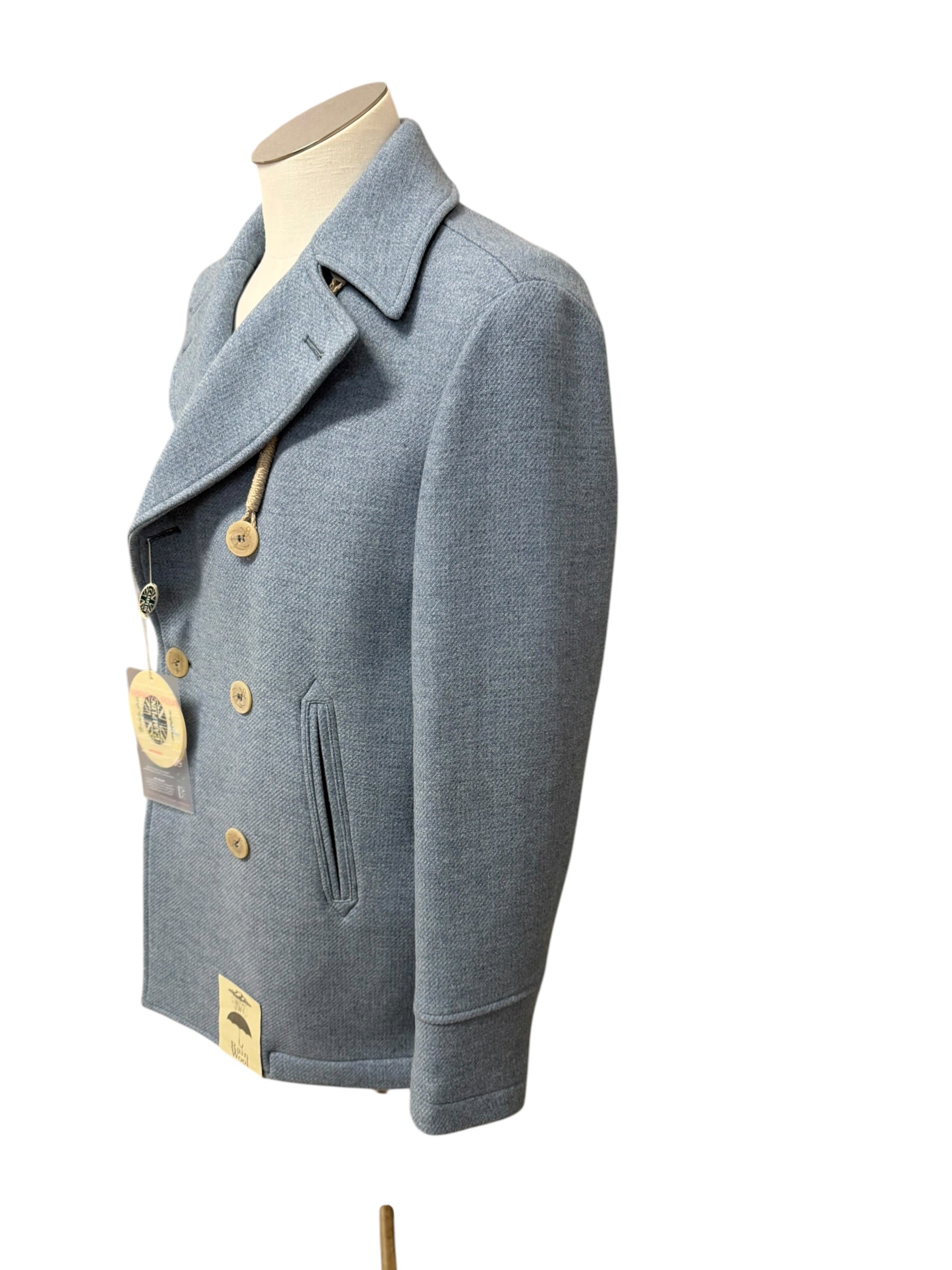Caban Peacoat Uomo Camplin Rain Wool Island – Azzurro, immagine 5