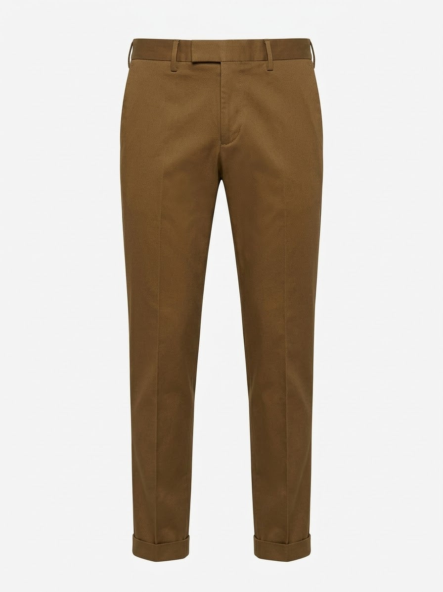 PT Torino – Pantalone Chino Stretch Master Fit con Risvolto – Tabacco / Nocciola Pt01, immagine 3