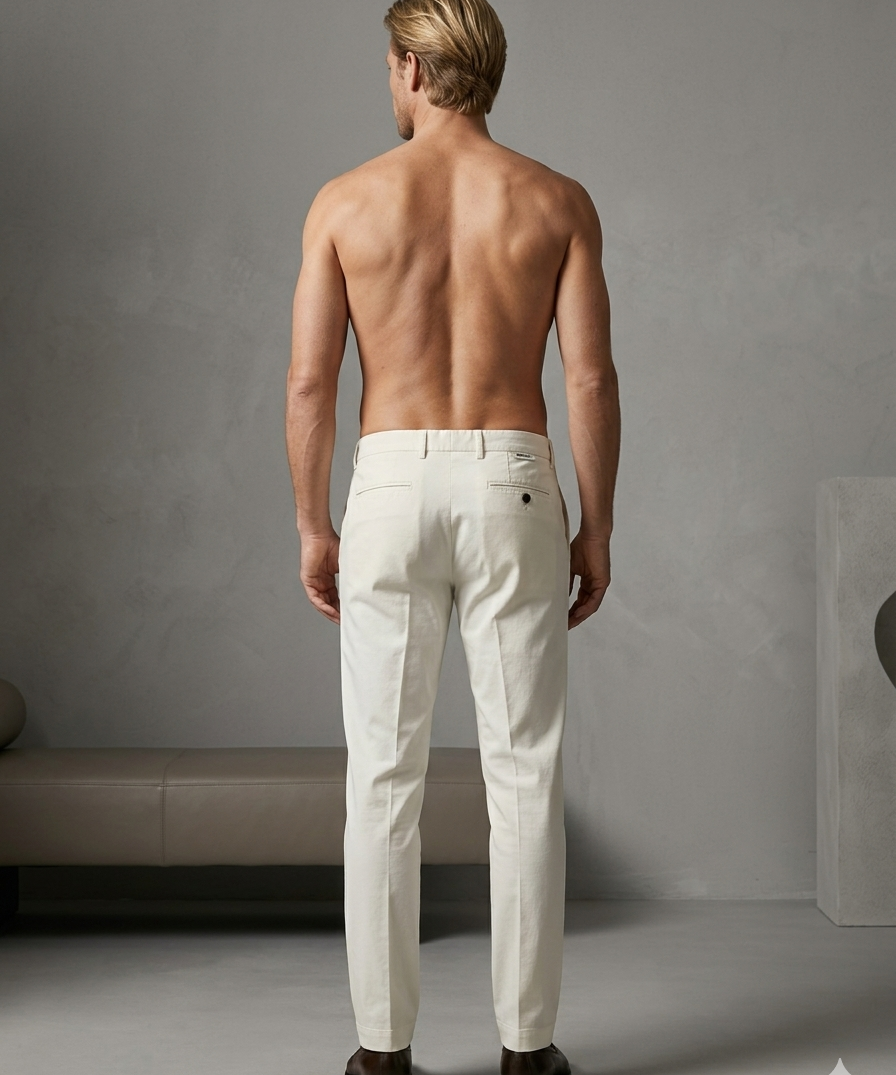 Berwich White Sartorial Trousers in Pure Cotton - Size 52 | Made in Italy