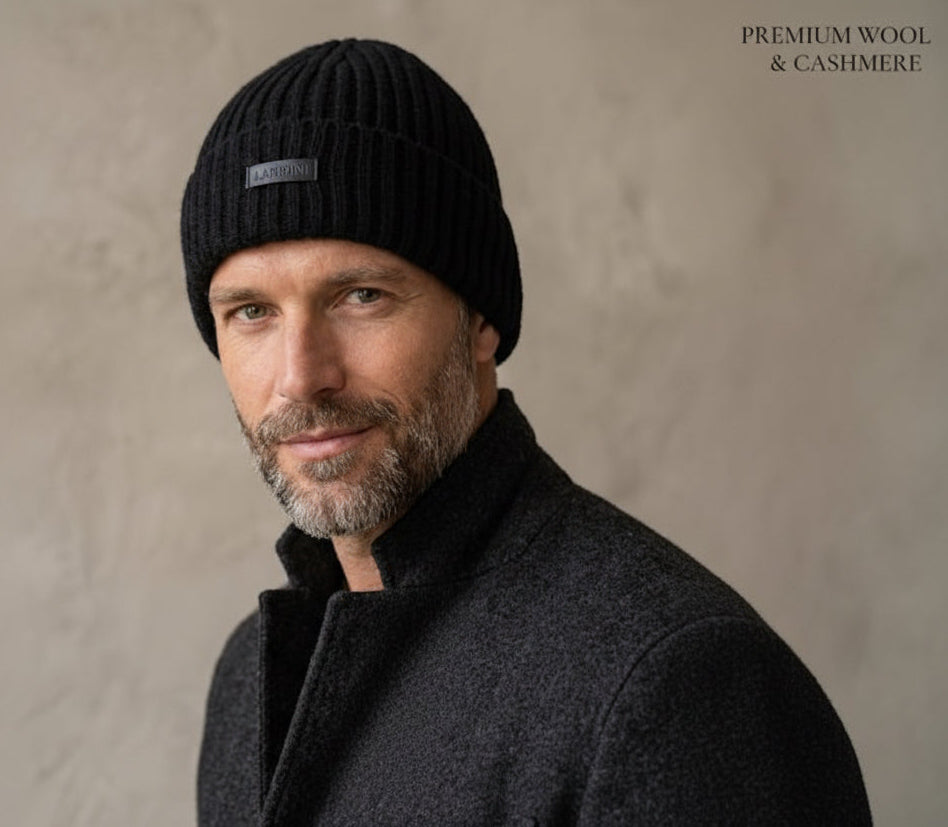 Berretto Lardini in Lana Vergine e Cashmere - Nero