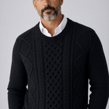 Daniele Alessandrini – Maglia Girocollo Massimo Lavorata a Trecce in Lana – Nero